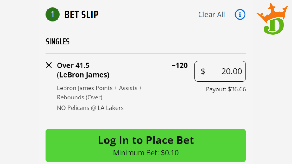 LeBron James player props draftkings