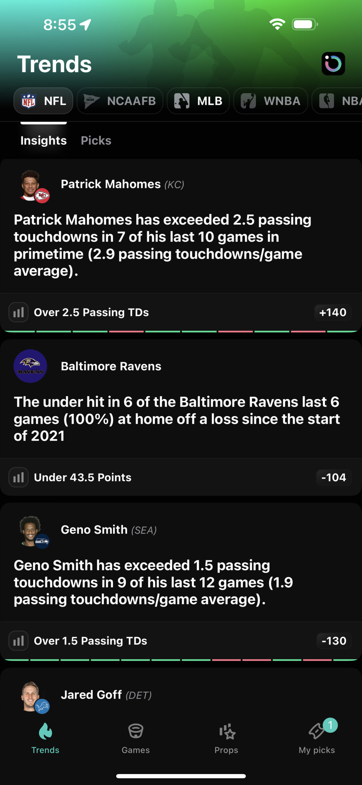 Trending Insights - Outlier Sports Betting App